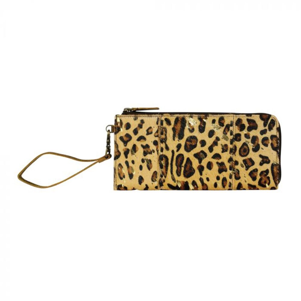 9358 Gold Glair Western Wallet Wristlet - Hair On Leather Zippered Wallet
